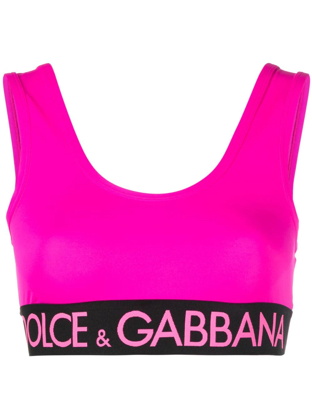 Front view of Italian Logo Elastic Crop Top for women, perfect for workouts.
